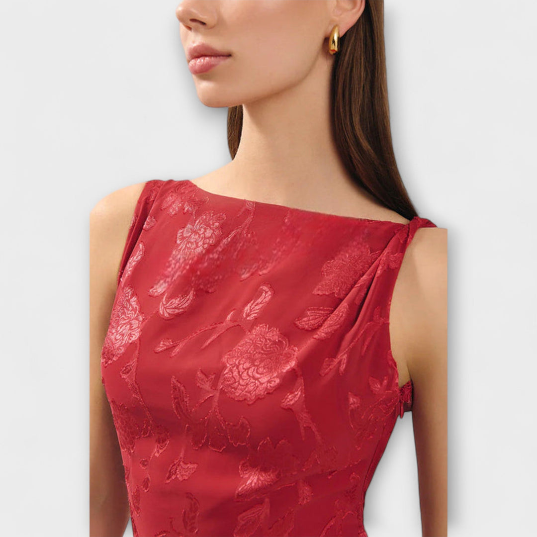 Opale - Robe Maxi Élégante Sans Manches avec Motif en Dentelle