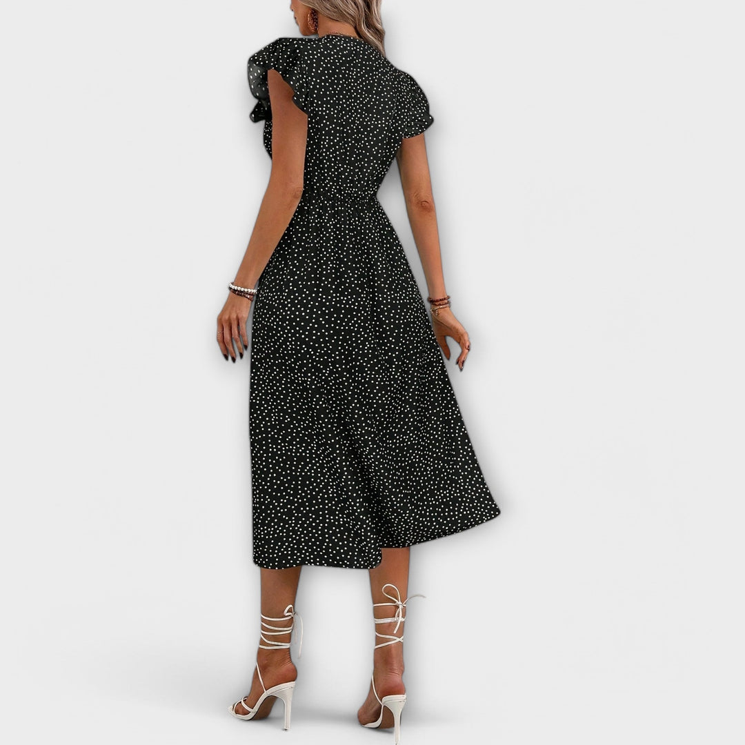 Robe Midi Élégante à Pois
