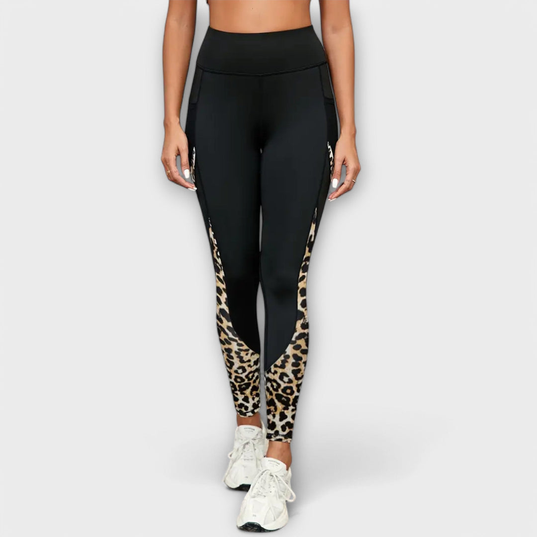 Pantalons d'entraînement taille haute avec motif léopard