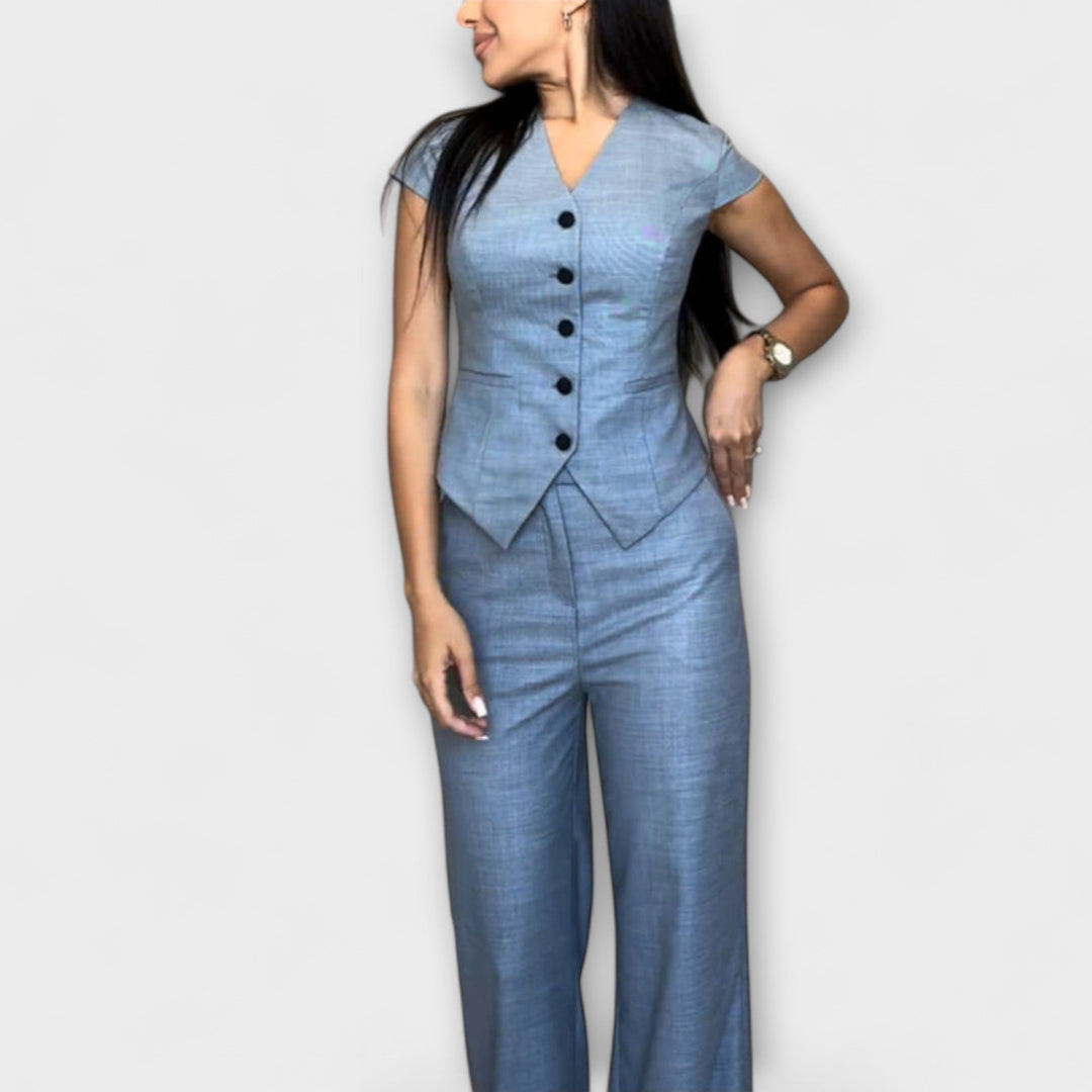 Ivy - Ensemble stylé de top à décolleté en V et pantalon