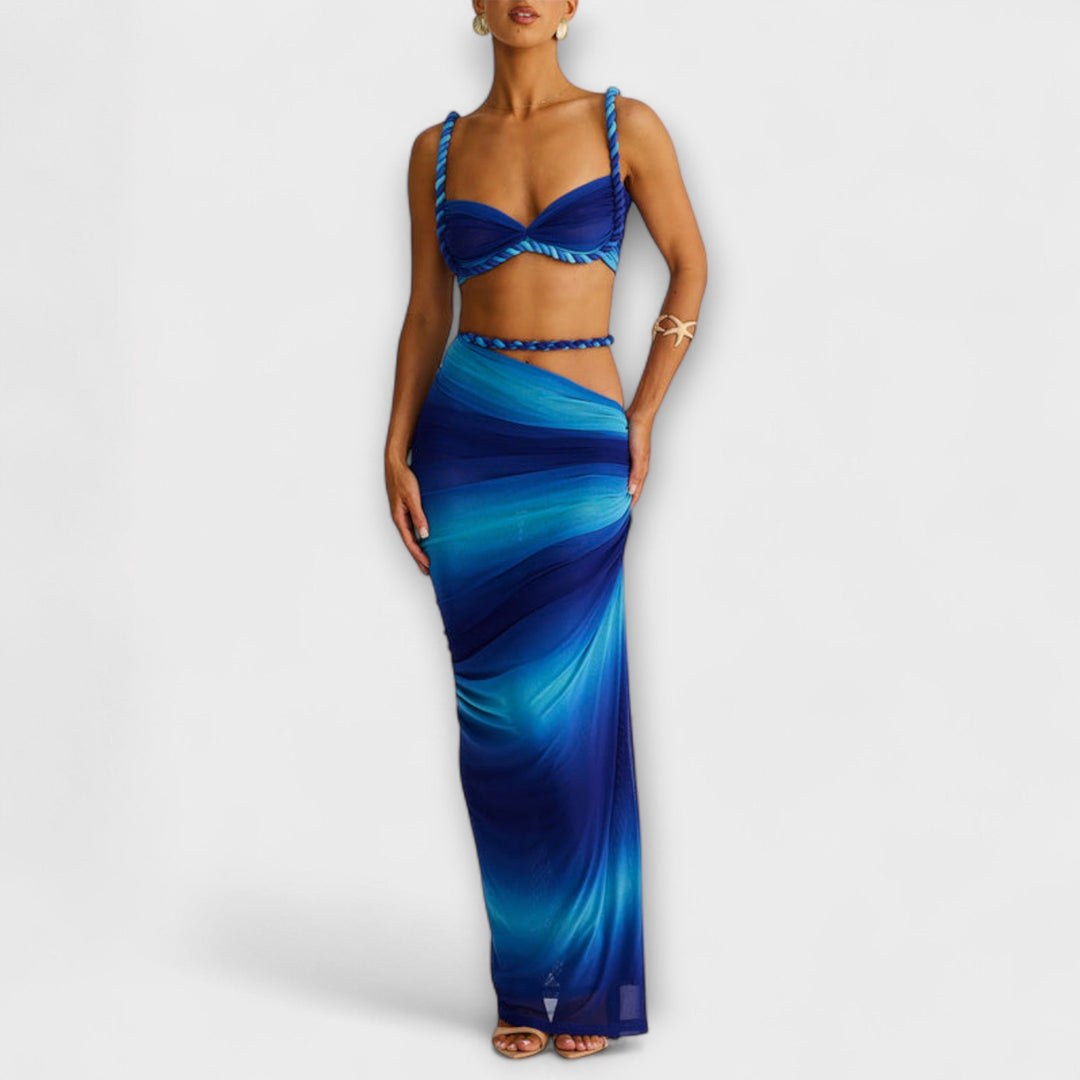 Jane - Duo de crop top en tricot à dégradé stylé et jupe overskirt