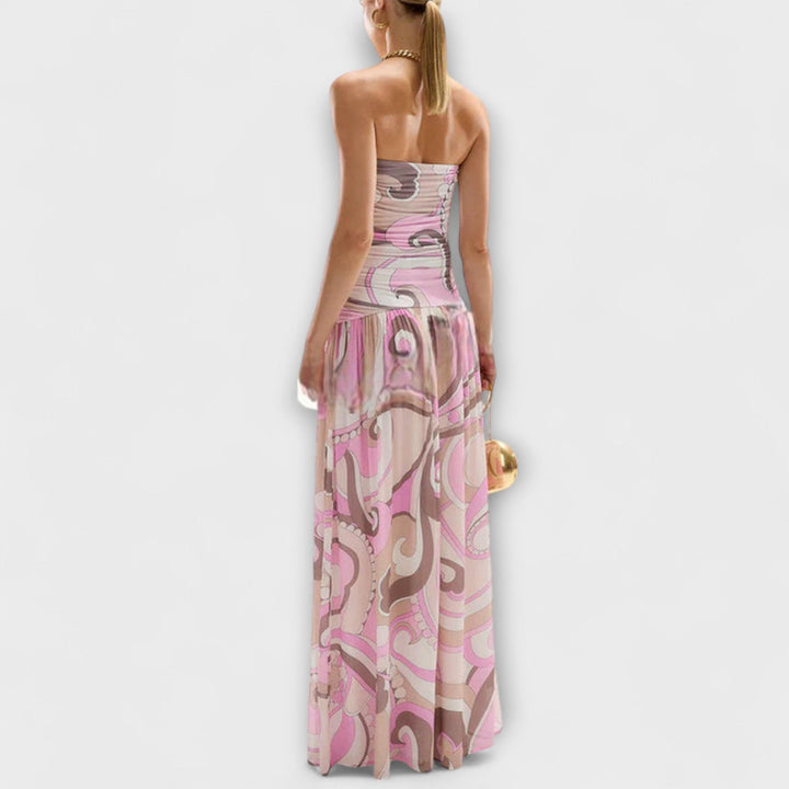 Tatum - Superbes robes maxi pastel avec épaules dénudées