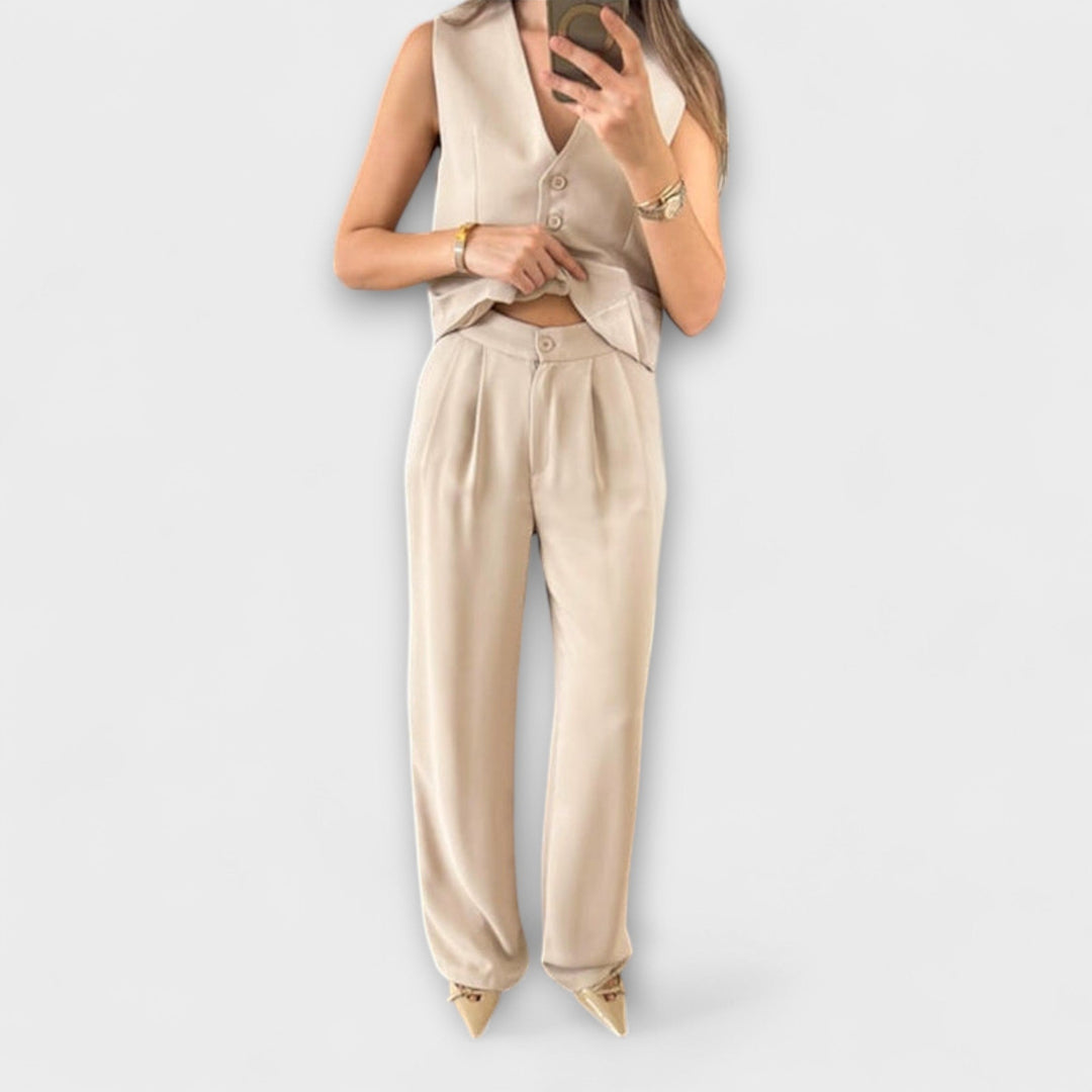 Hazel - Ensemble de veste et pantalon unicolore stylé