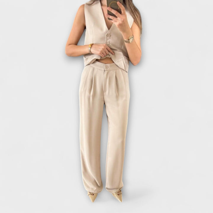 Hazel - Ensemble de veste et pantalon unicolore stylé