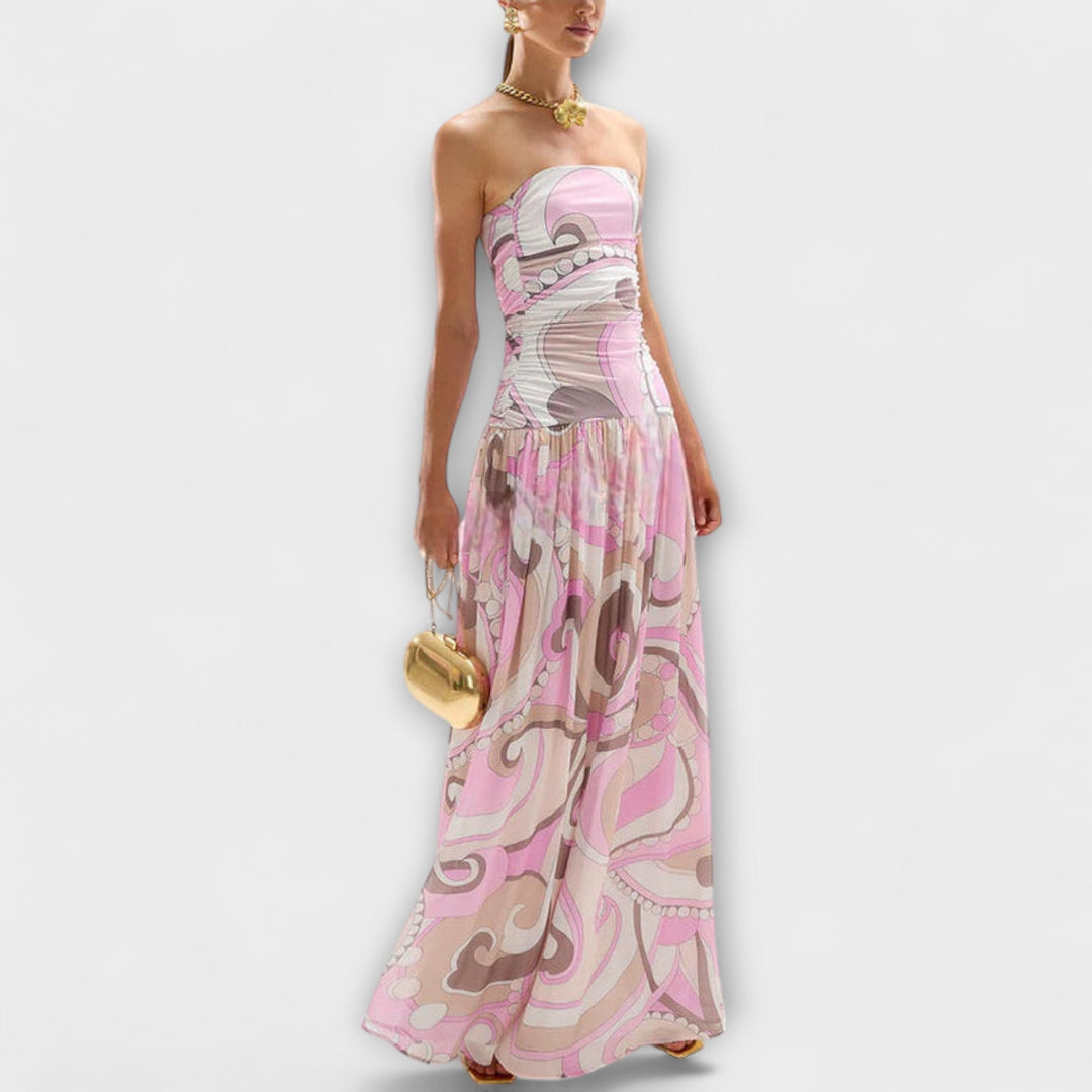 Tatum - Superbes robes maxi pastel avec épaules dénudées