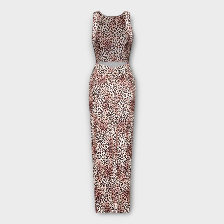 Della - Robe maxi avec imprimé léopard et dos dénudé