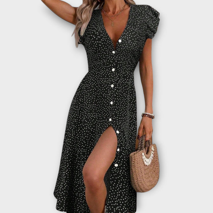 Robe Midi Élégante à Pois