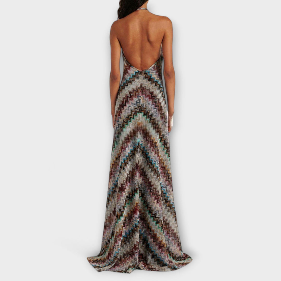 Reese - Robe tricotée Jodie avec motif chevrons colorés