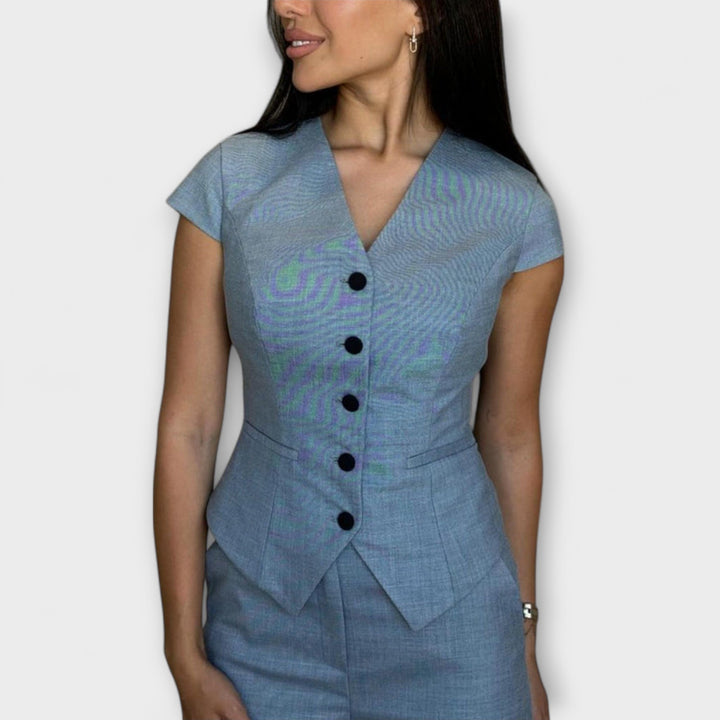 Ivy - Ensemble stylé de top à décolleté en V et pantalon