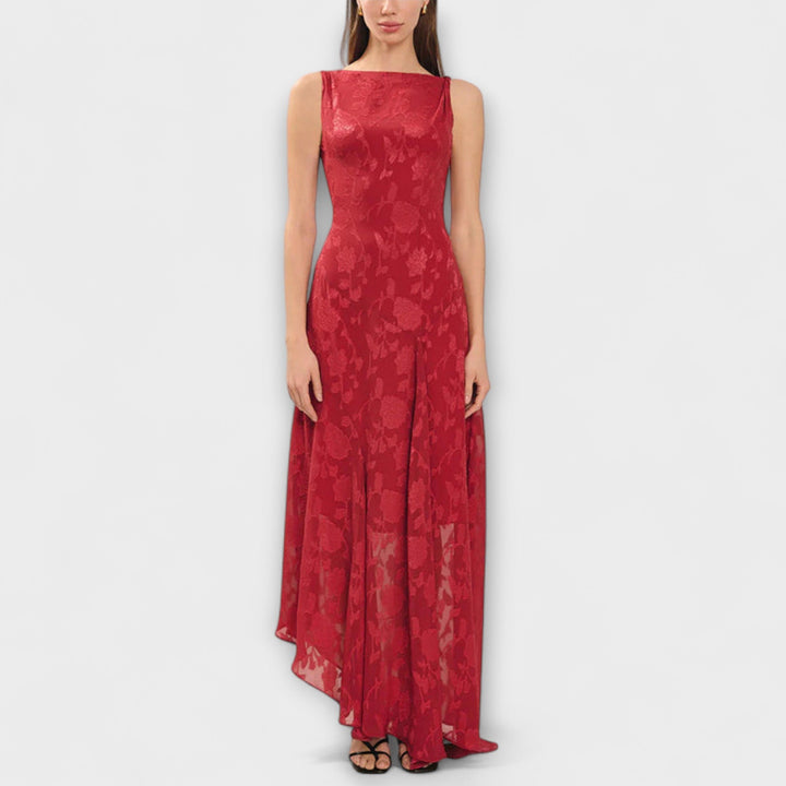 Opale - Robe Maxi Élégante Sans Manches avec Motif en Dentelle