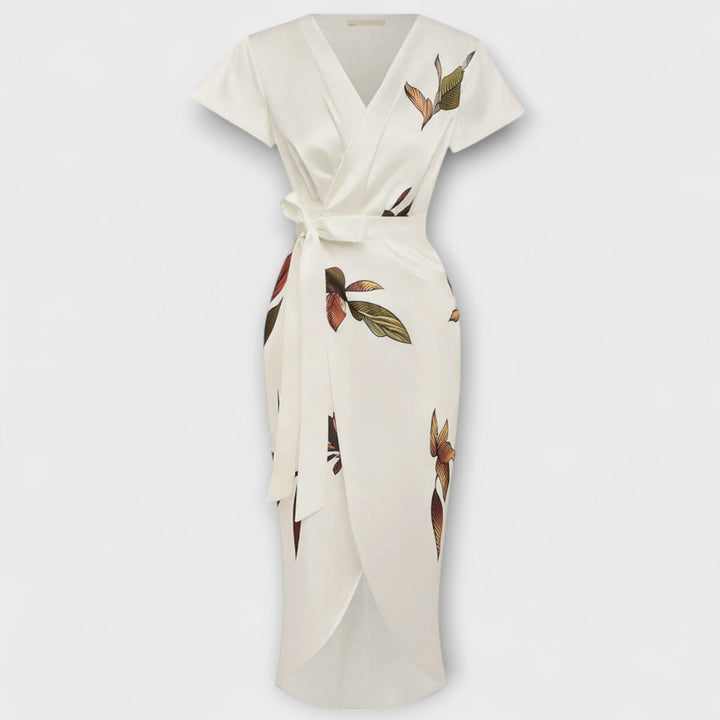 Robe en satin à encolure croisée