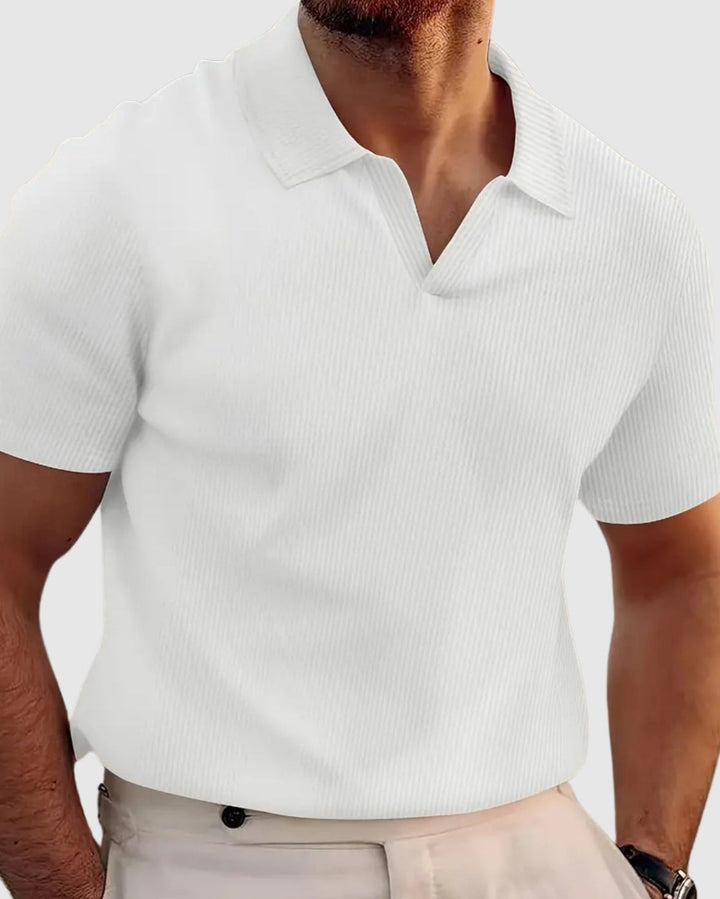 Libuše – T-shirt en maille côtelée avec décolleté en V