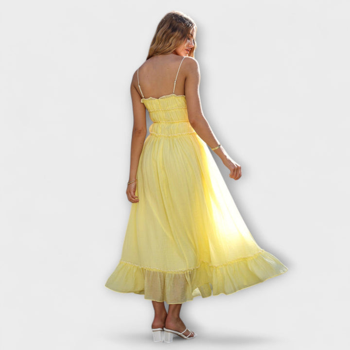 Celine - Robe midi sans manches avec volant