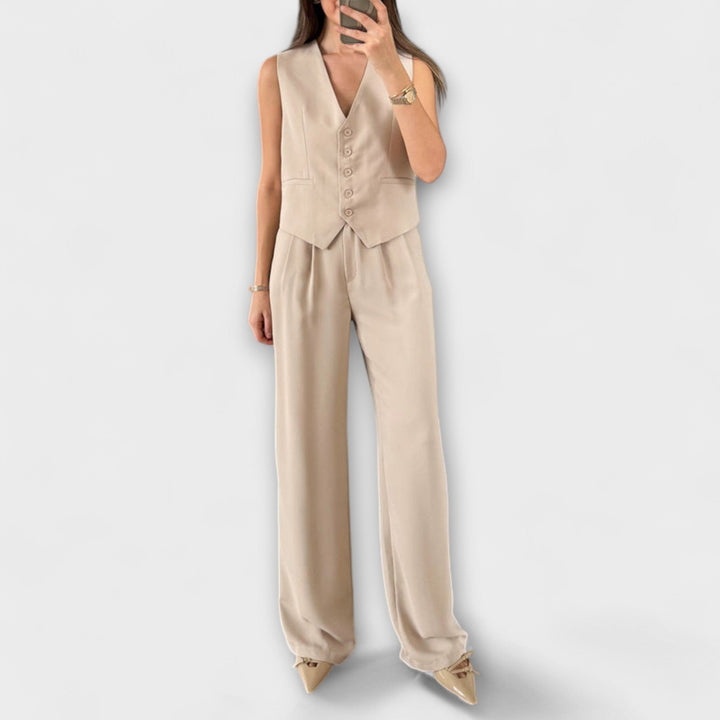 Hazel - Ensemble de veste et pantalon unicolore stylé