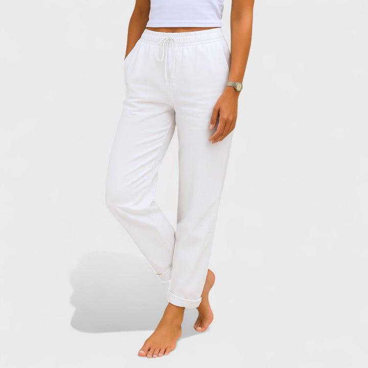 Klára - Pantalon en Lin Élastique