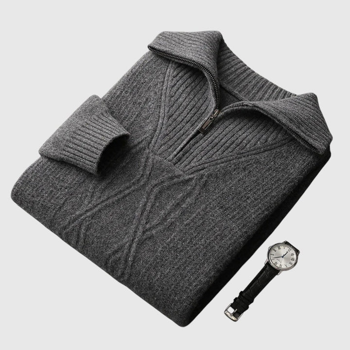 Libuše - Pull zippé Taranto en laine mérinos
