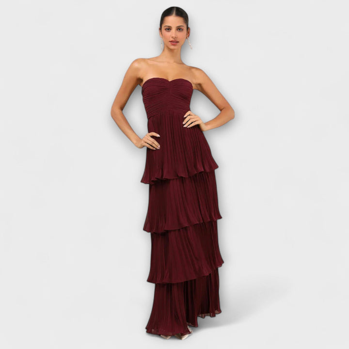 Lorena - Robe maxi sans bretelles avec superposition