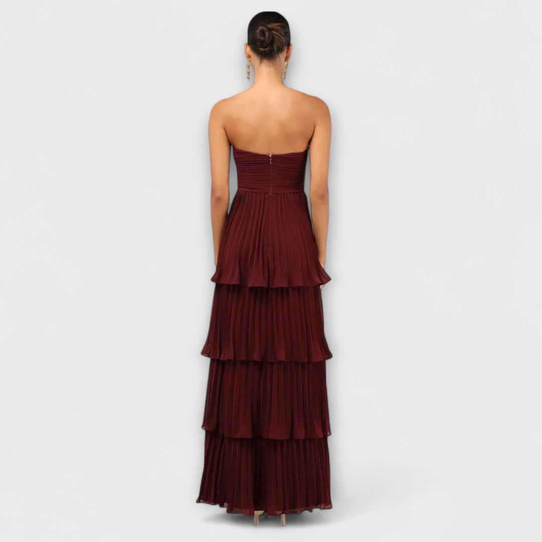 Lorena - Robe maxi sans bretelles avec superposition