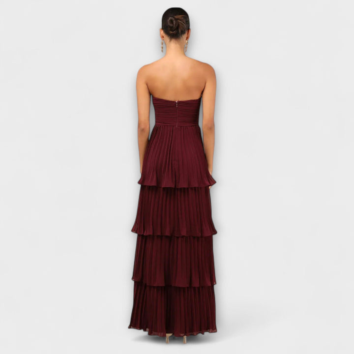 Lorena - Robe maxi sans bretelles avec superposition
