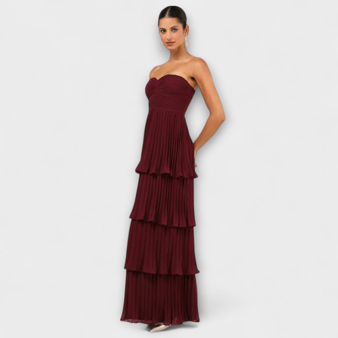 Lorena - Robe maxi sans bretelles avec superposition