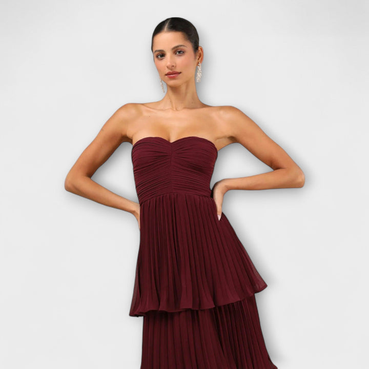 Lorena - Robe maxi sans bretelles avec superposition