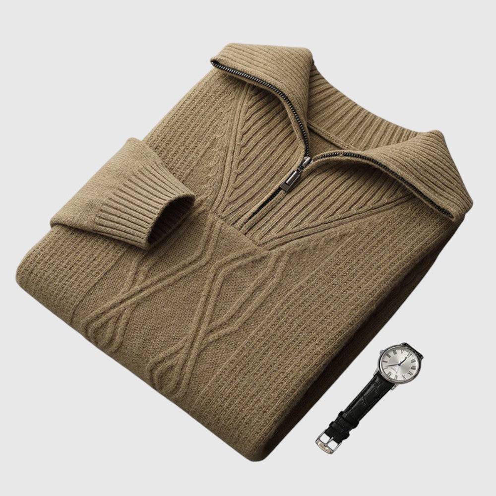 Libuše - Pull zippé Taranto en laine mérinos