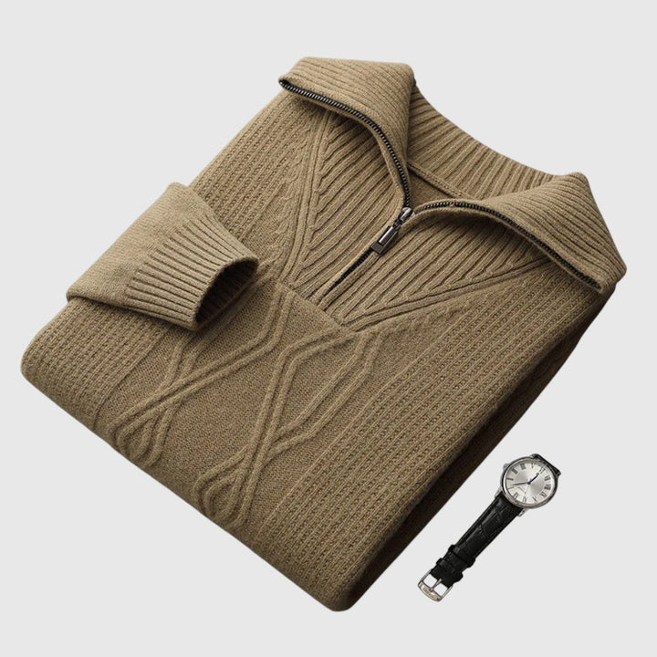 Libuše - Pull zippé Taranto en laine mérinos