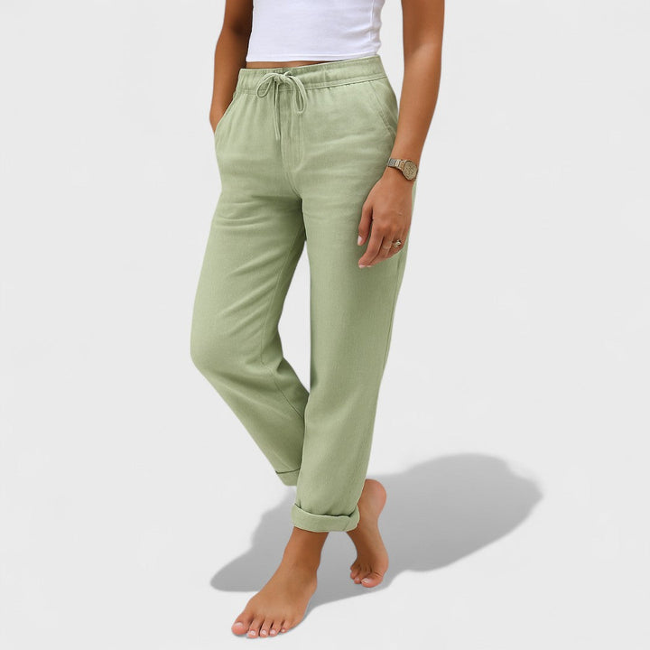 Klára - Pantalon en Lin Élastique