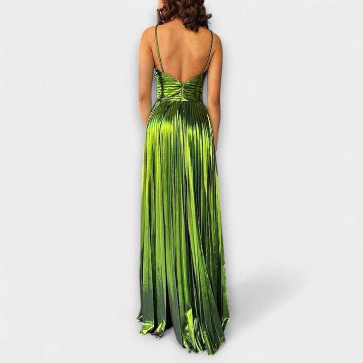 Robe maxi en tissu métallisé