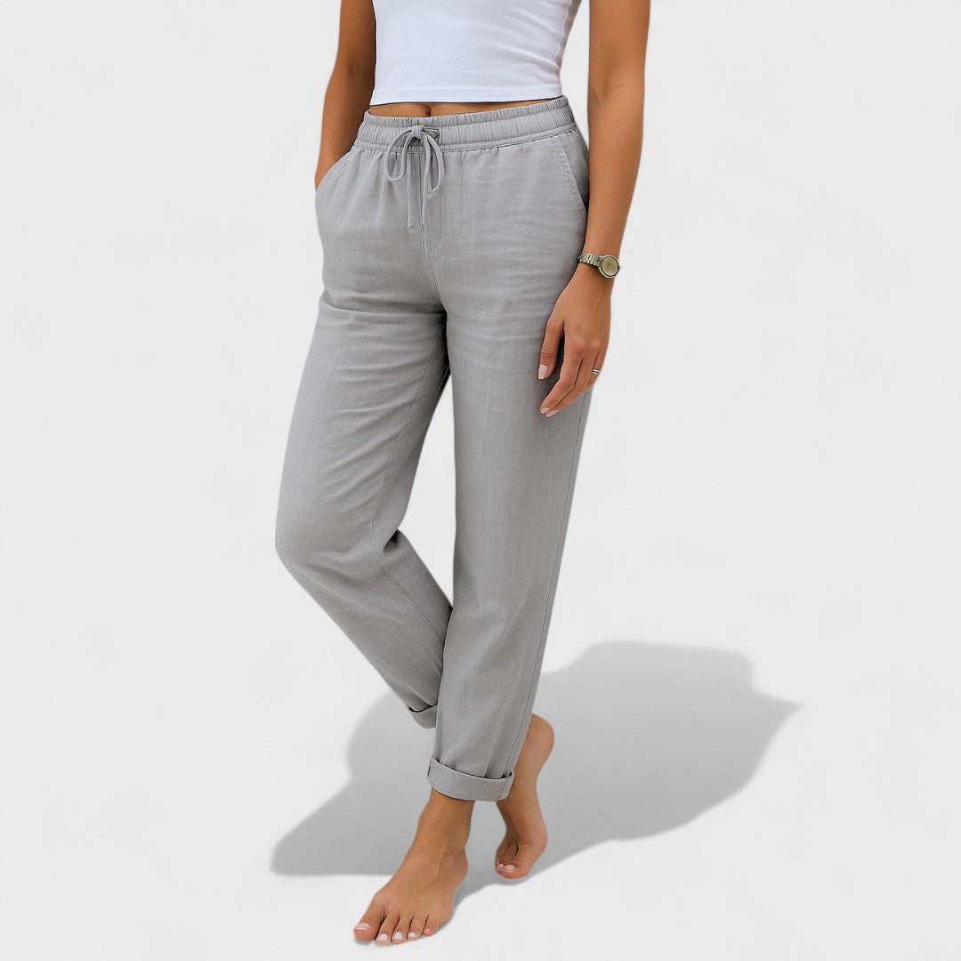 Klára - Pantalon en Lin Élastique