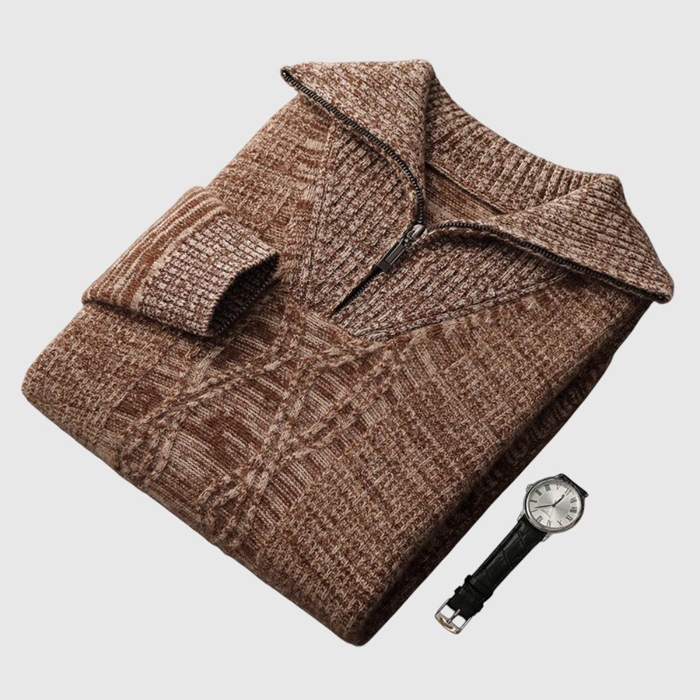 Libuše - Pull zippé Taranto en laine mérinos