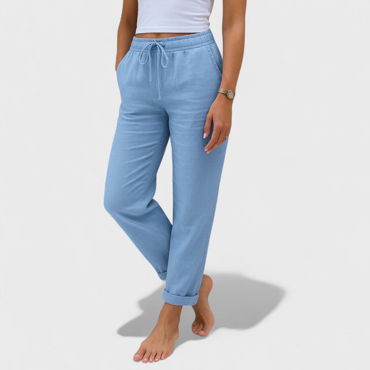 Klára - Pantalon en Lin Élastique