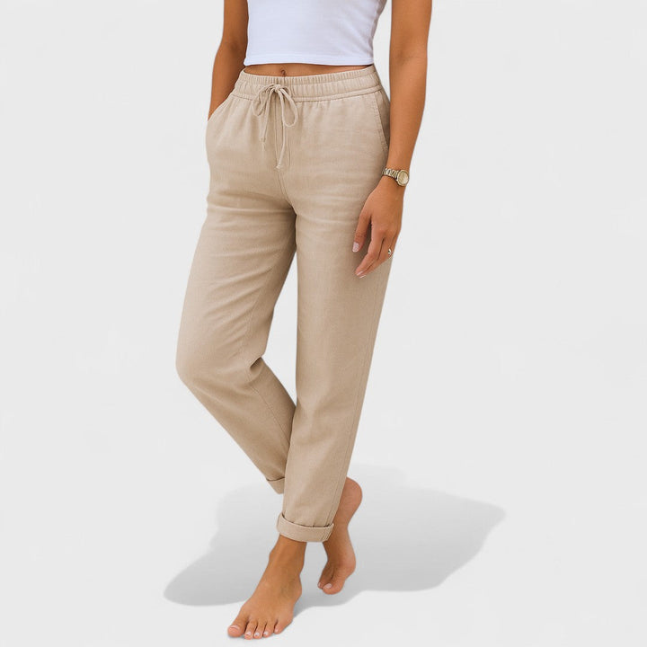 Klára - Pantalon en Lin Élastique