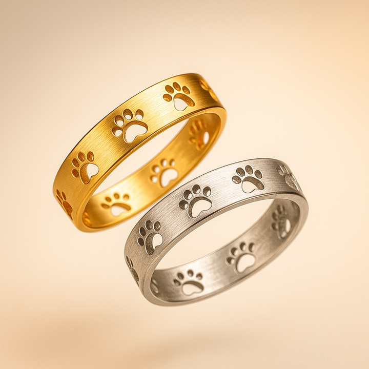 Bague avec empreinte dorée – Acier inoxydable