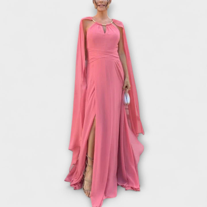Mabel - Robe maxi élégante avec manteau et fente haute