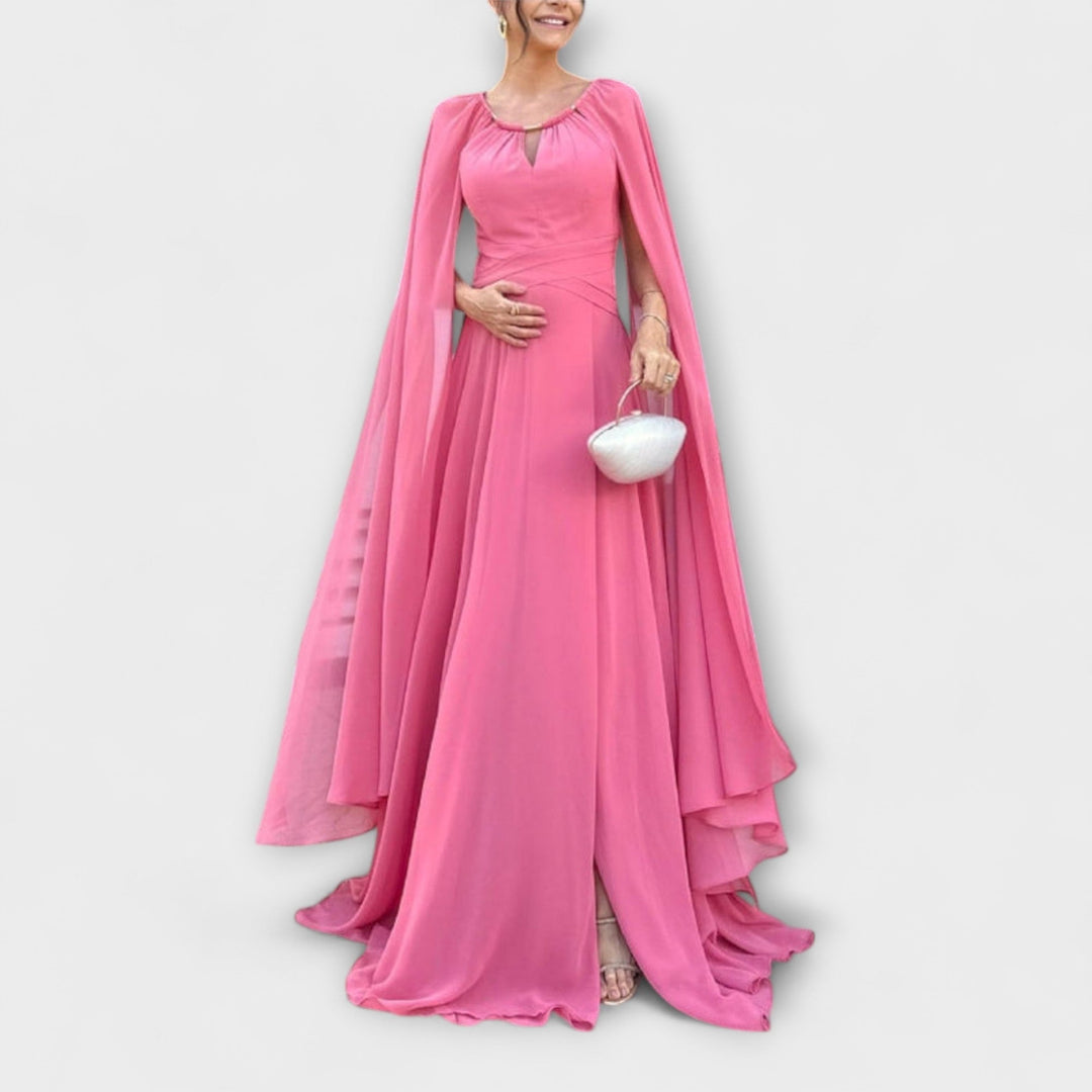 Mabel - Robe maxi élégante avec manteau et fente haute