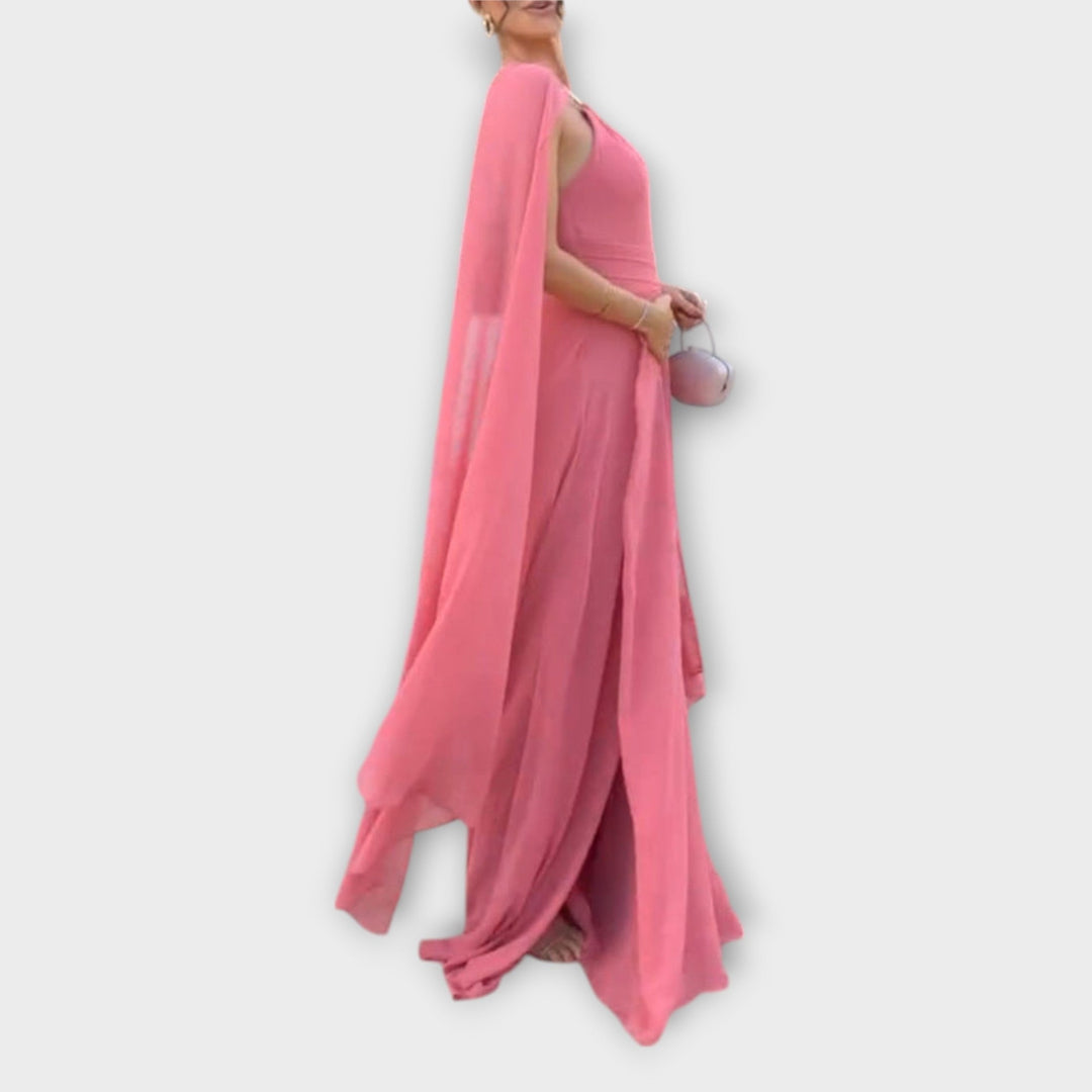 Mabel - Robe maxi élégante avec manteau et fente haute