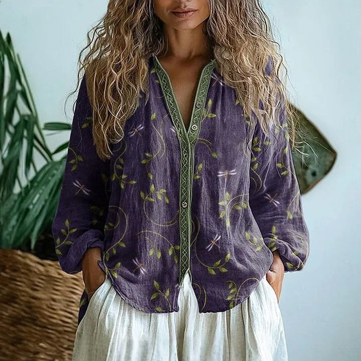 Sofia – Blouse décontractée avec imprimé naturel