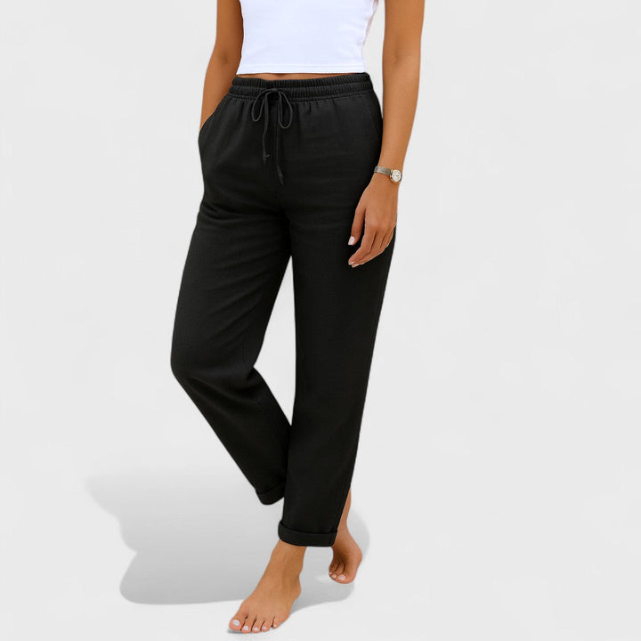 Klára - Pantalon en Lin Élastique