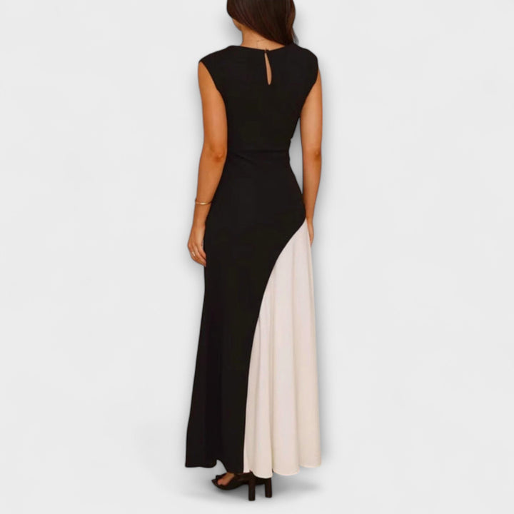 Isabel - Robe monochromatique avec bloc de couleur à la taille