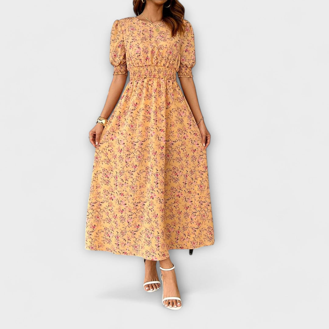 Amelia - Robe à décolleté rond et motif floral