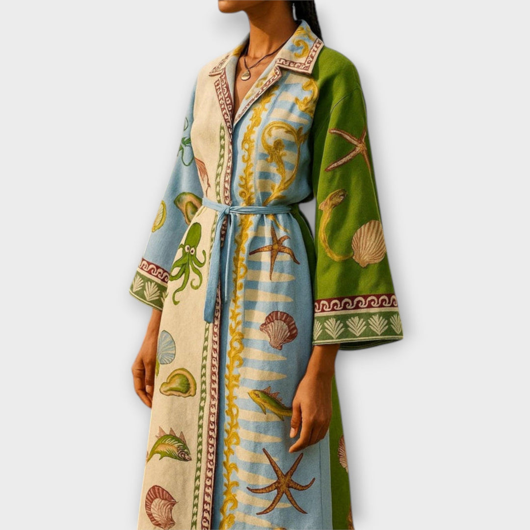 Jule - Robe midi imprimée en twill avec ceinture