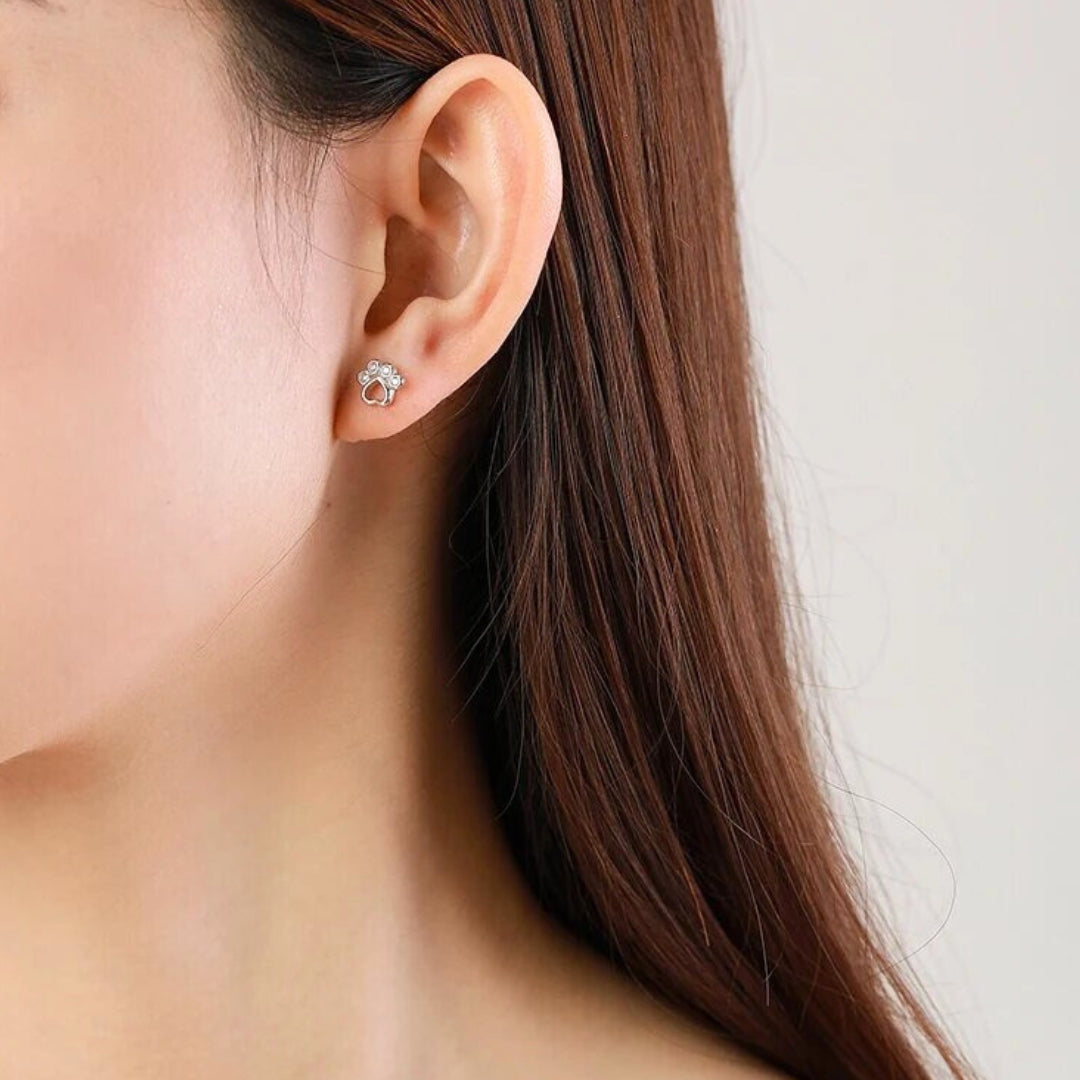 Boucles d'oreilles en forme de patte en argent sterling – Avec des zirconiums scintillants