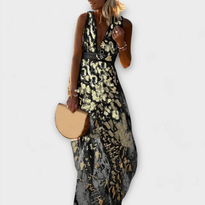 Robe à décolleté en V avec des détails en sequins