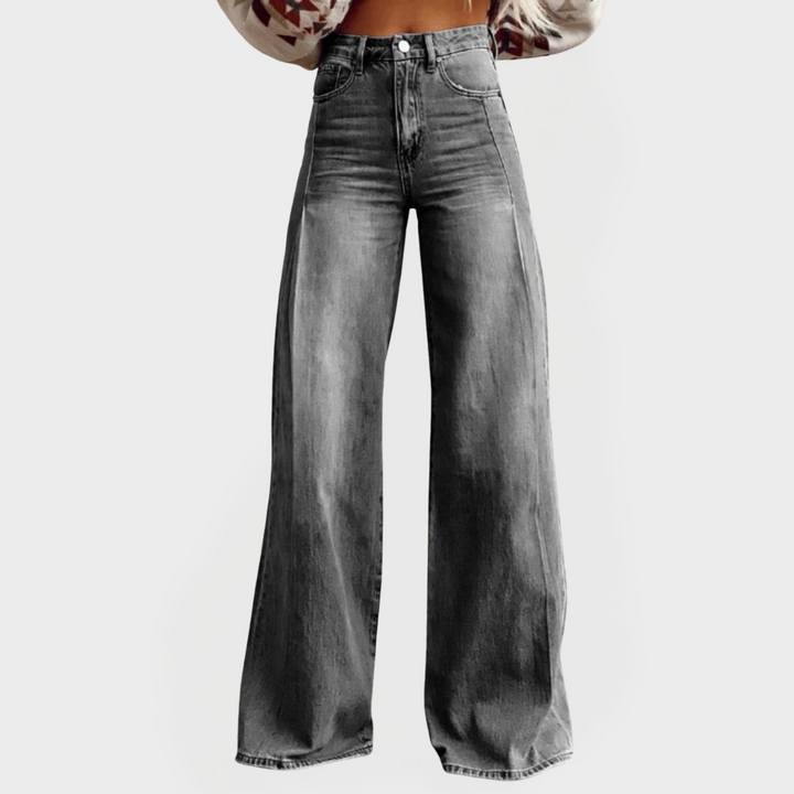 Karolína - Pantalon en Jean Stylé avec Jambes Amples