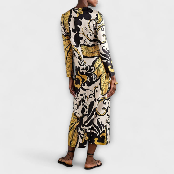 Luana - Robe Midi Impressionnante en Tissu Satiné