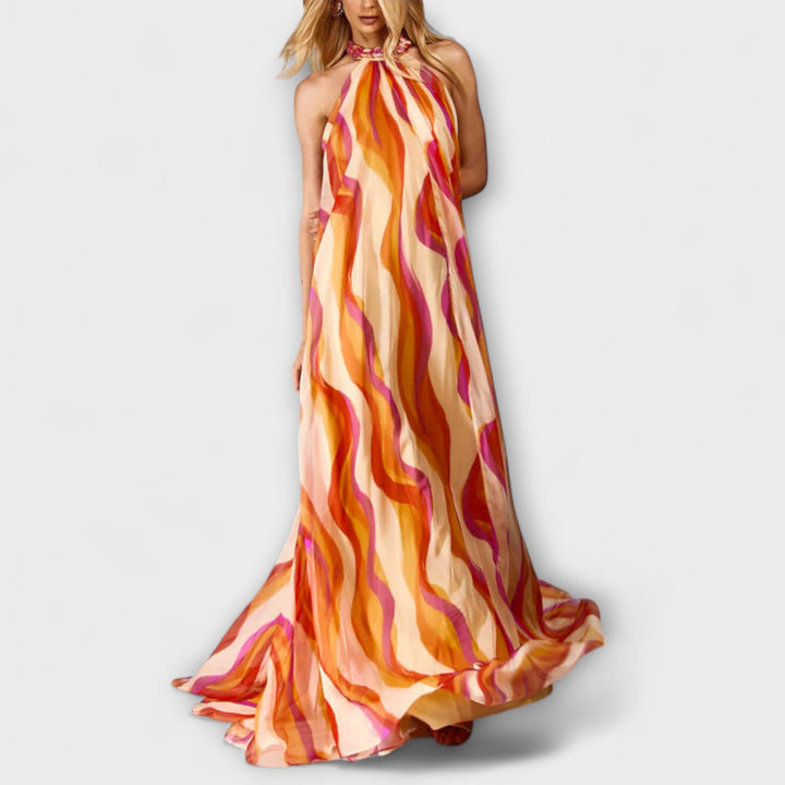 Rumi - Robe maxi stylée avec motif tricoté et vagues