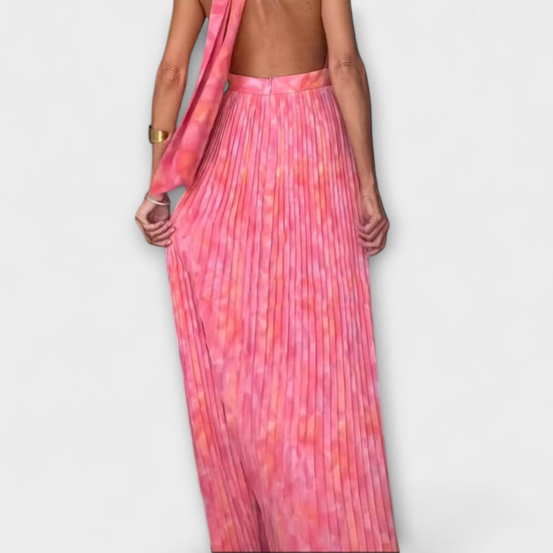 Seraphina - Robe Maxi Élégante avec Col Halter et Décolleté en V
