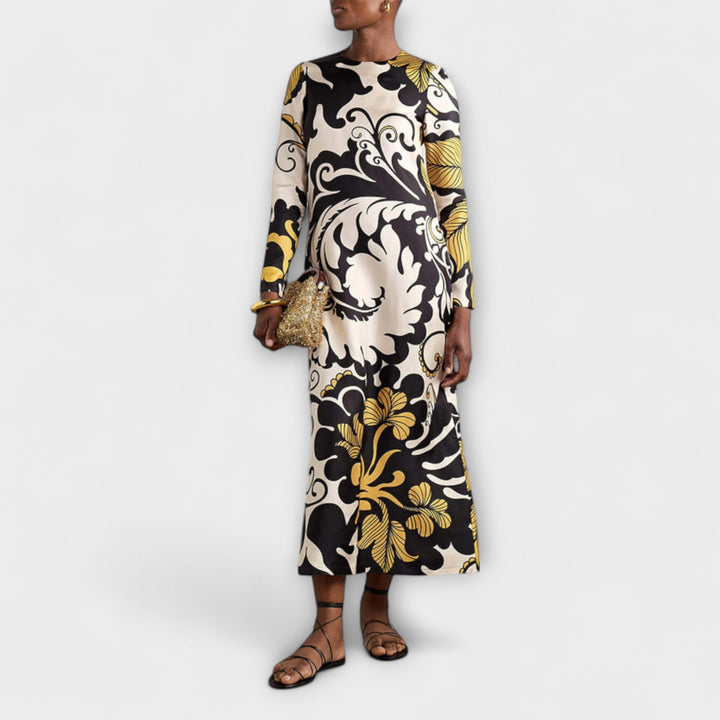Luana - Robe Midi Impressionnante en Tissu Satiné