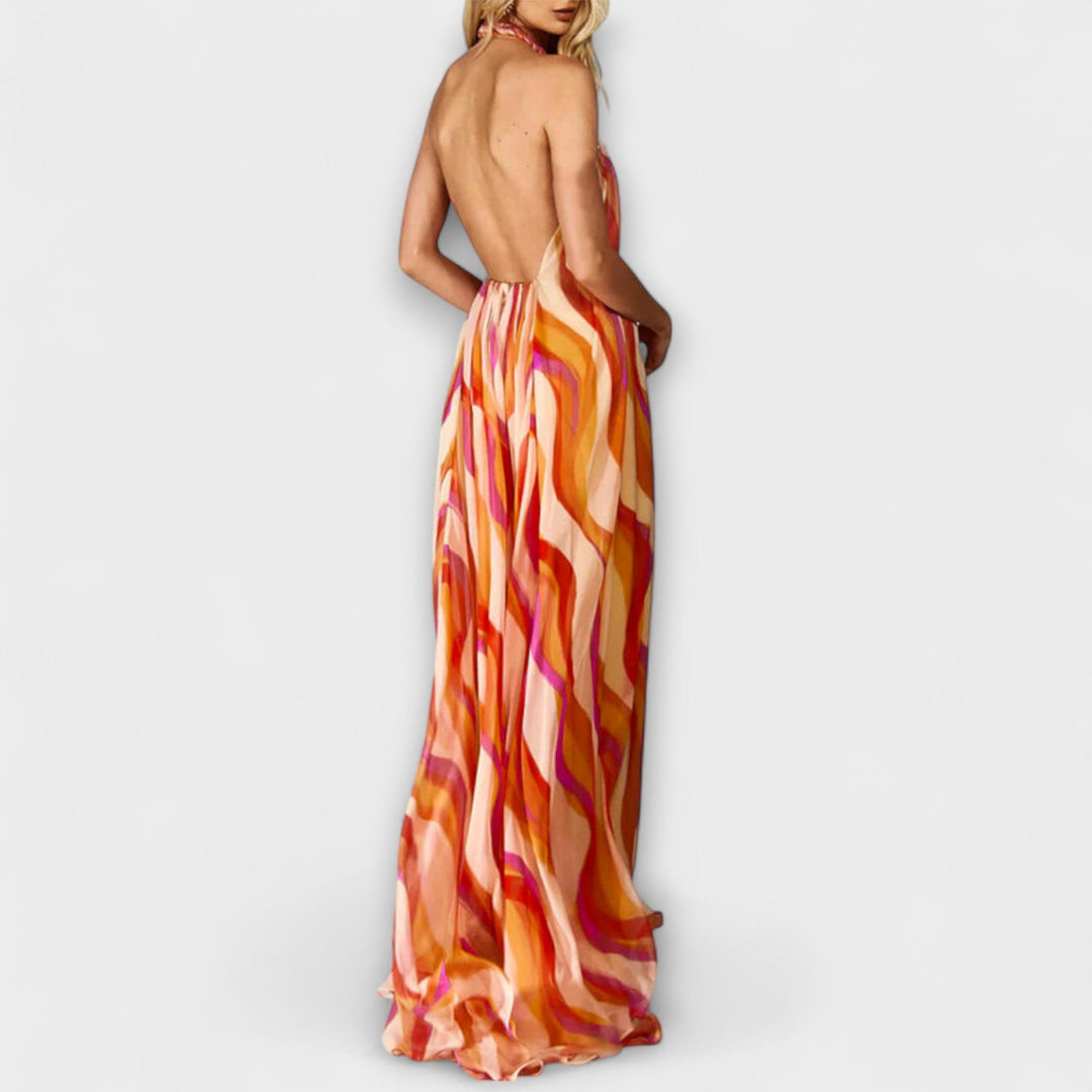 Rumi - Robe maxi stylée avec motif tricoté et vagues
